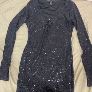 Sparkling Black Long Sleeve Dress